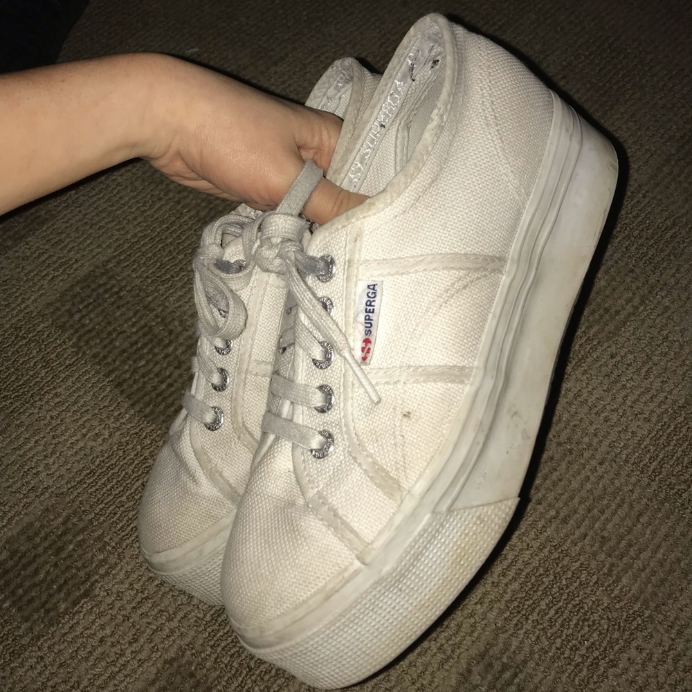 Superga White Platform Sneakers